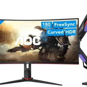 AOC CU34G2XP/BK + Vortech Monitorarm met Gasveer (6151140416412)