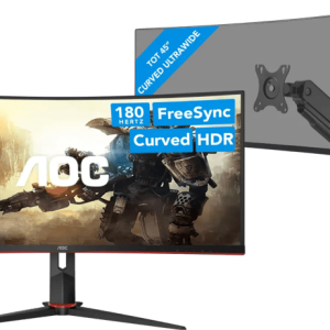 AOC CU34G2XP/BK + BlueBuilt Monitorarm Mechanische Veer voor 1 Ultrawide Monitor (6151138818853)